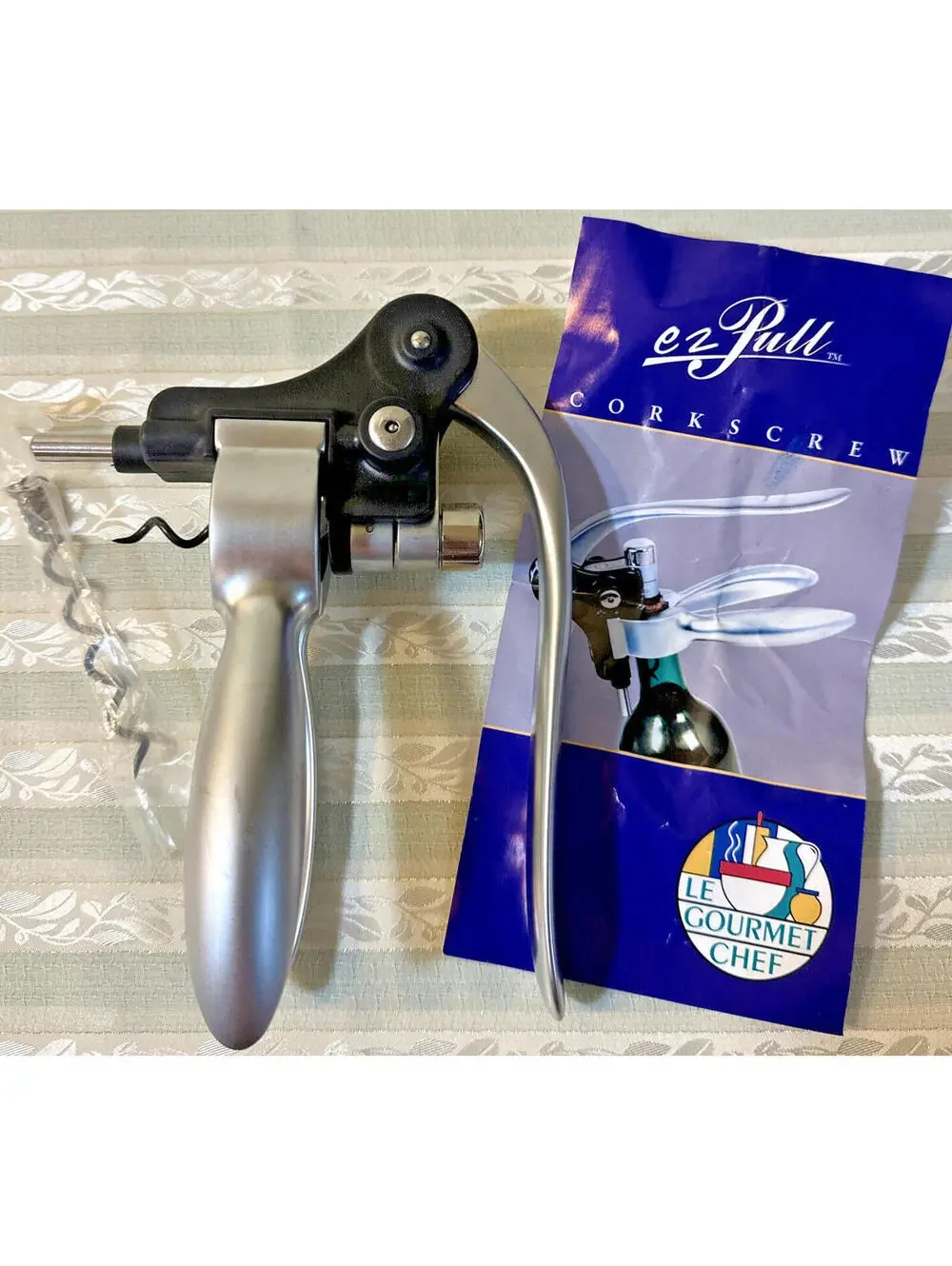 Le Gourmet Chef Ezpull Corkscrew Remover Heavy Duty Steel Extra Parts Easy 2 Use